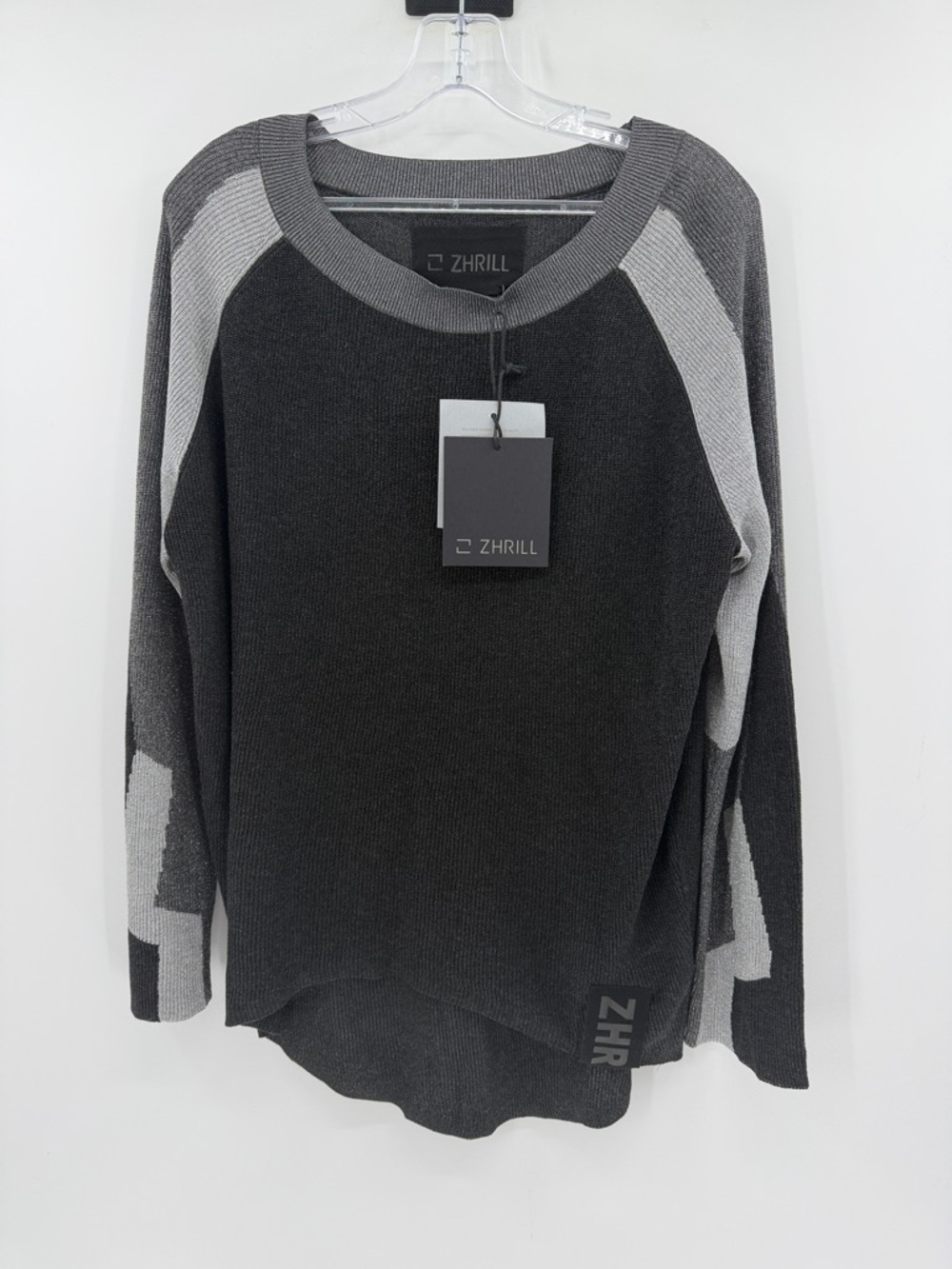 Zhrill Women's Zhisabella Lurex Jet Black Sweater - Black/Silver/Gray - S - NWT